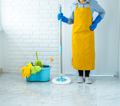 Housekeeping,And,Cleaning,Concept,,Happy,Young,Woman,In,Blue,Rubber